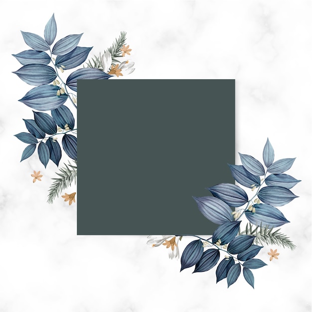 Blue floral blank square card design