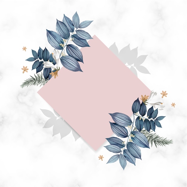 Blue floral blank square card design