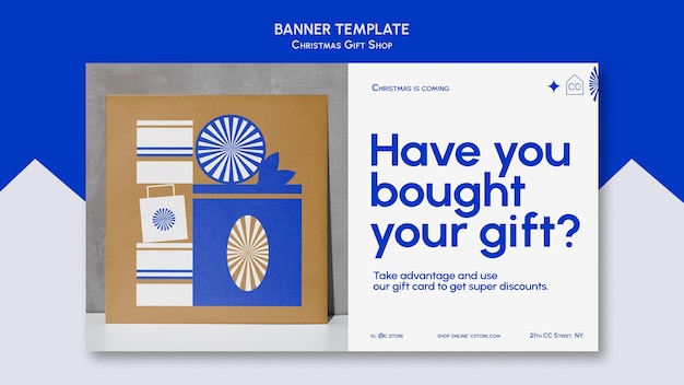 Blue and gold gift store banner template