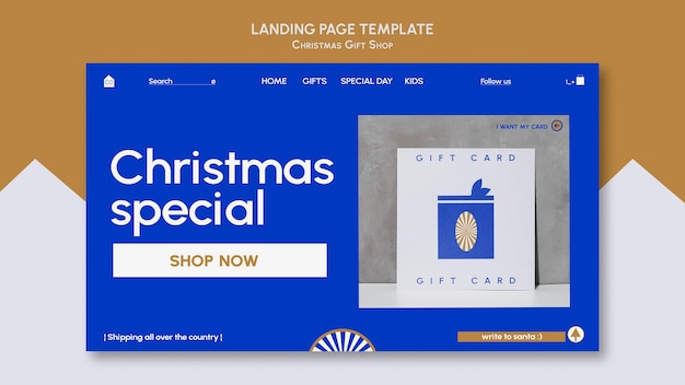 Blue and gold gift store web template