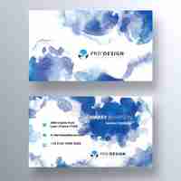 Free PSD blue hand painted watercolor psd business card template