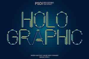 Free PSD blue holographic text effect