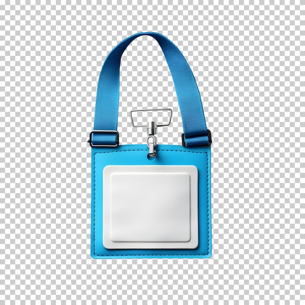 Blue Leather Card Holder with Lanyard Isolated on Background – Free PSD Template