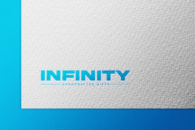 Blue logo mockup on white paper