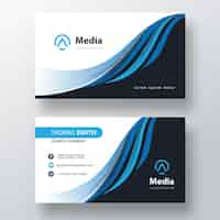 Free PSD blue minimal wavy business card