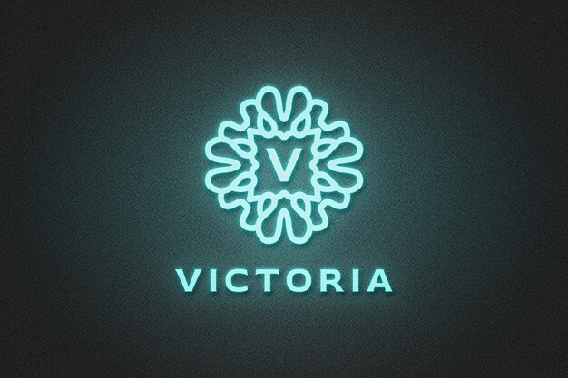 Blue neon logo mockup