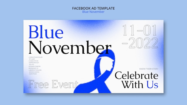 Modello facebook di consapevolezza di novembre blu