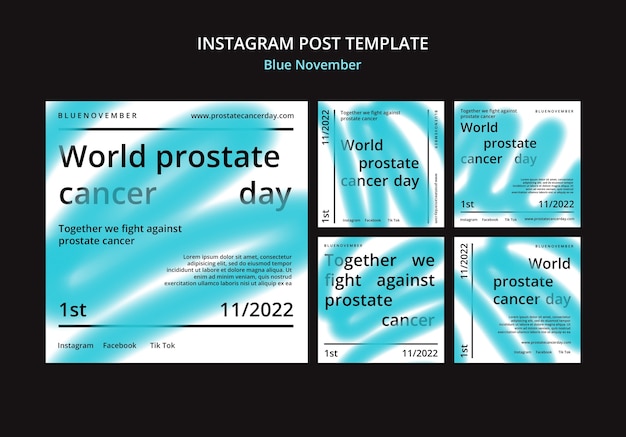 Free PSD blue november awareness instagram posts