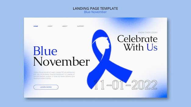 Free PSD blue november awareness landing page