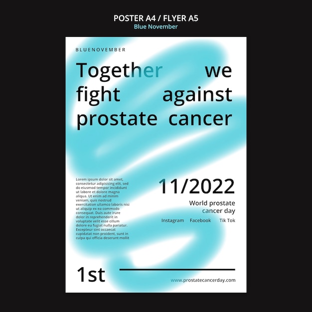 Free PSD blue november awareness poster template