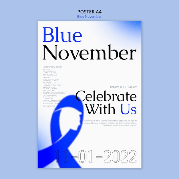 Free PSD Blue november awareness poster template