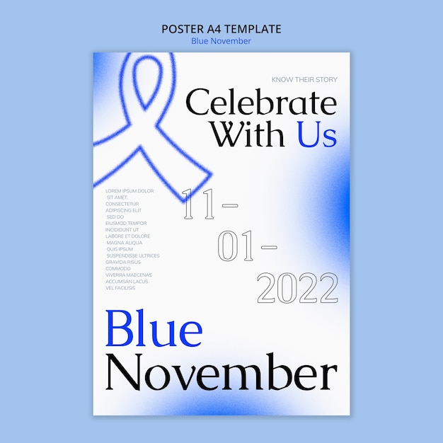 Free PSD blue november awareness poster template