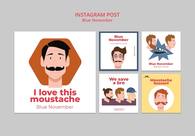 Free PSD blue november instagram posts collection