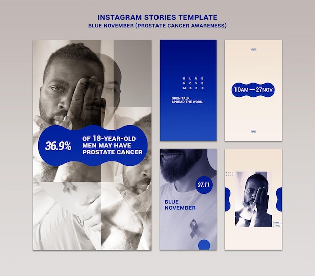 Free PSD blue november instagram stories set