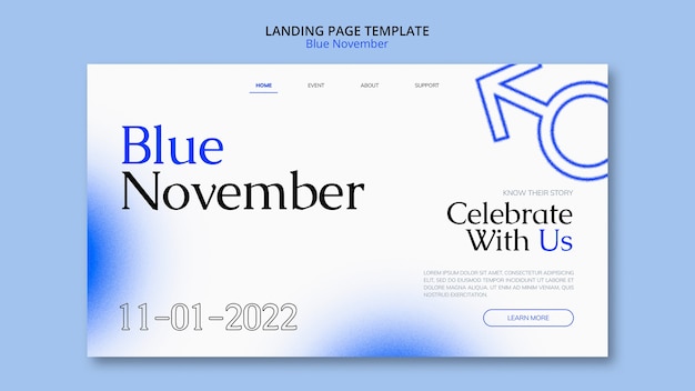 Free PSD blue november landing page template