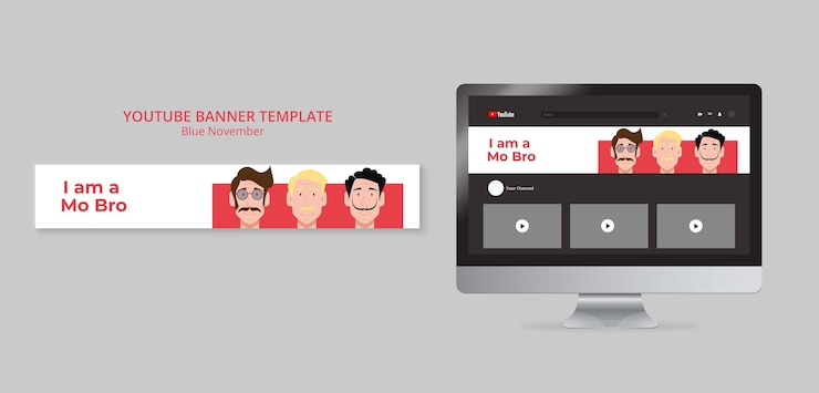 Free PSD blue november youtube banner template