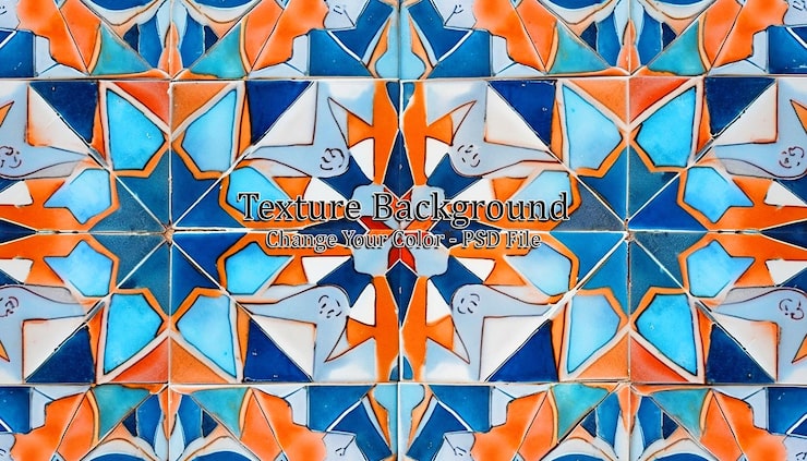 Free PSD blue and orange symmetrically patterned ai generated image