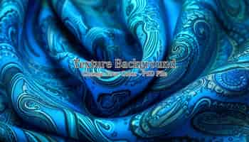 Free PSD blue paisley silk chiffon mod fabric ai generated image