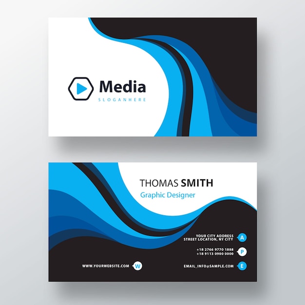 blue PSD business card template