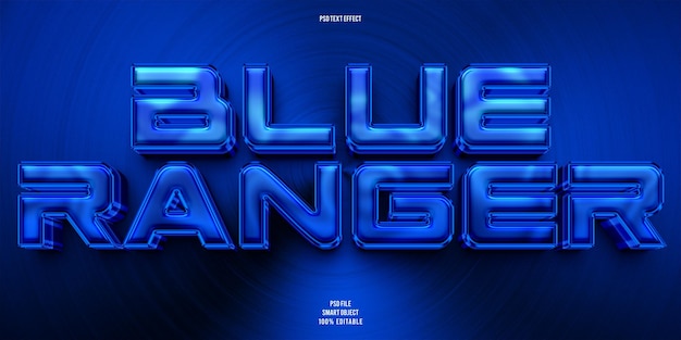 Редактируемый текстовый эффект Blue Ranger 3D