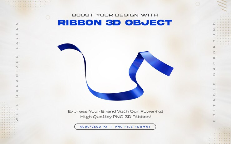 Бесплатный PSD икона синей ленты изолированная 3d-иллюстрация рендеринга