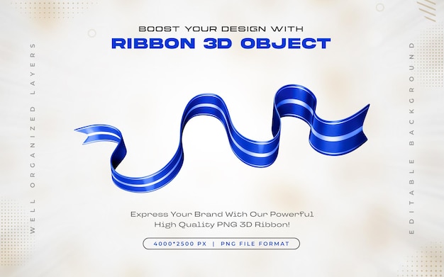 blue ribbon icon isolated 3d render illustration