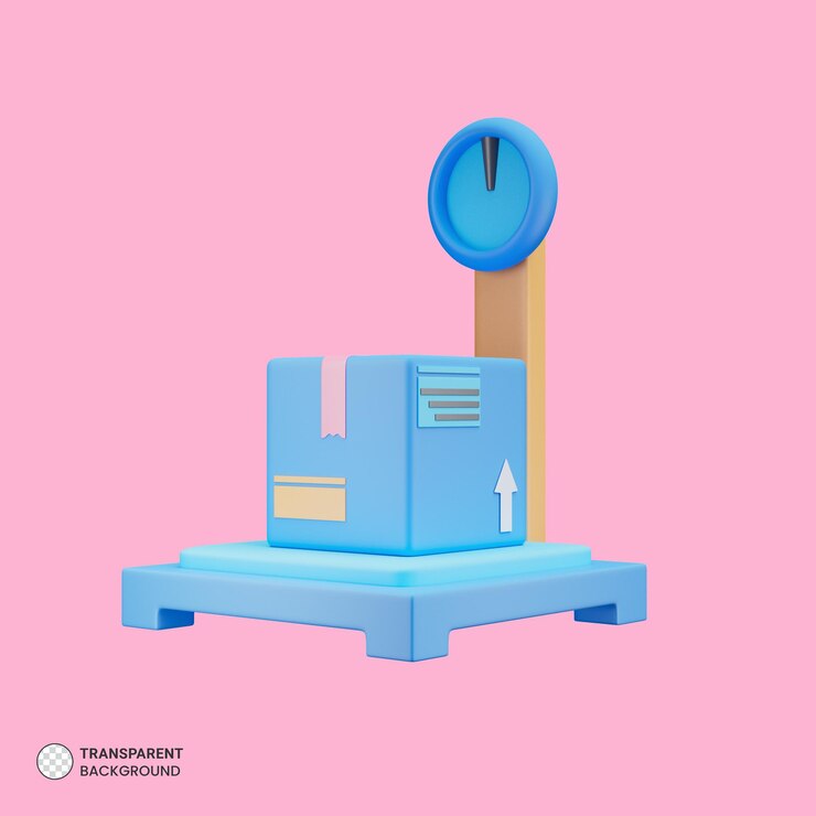 Free PSD blue scale on carton box icon isolated 3d render illustration