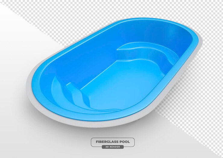 Free PSD blue swimming pools fiberglass design in 3d render with transparent background