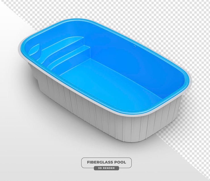 Free PSD blue swimming pools fiberglass design in 3d render with transparent background