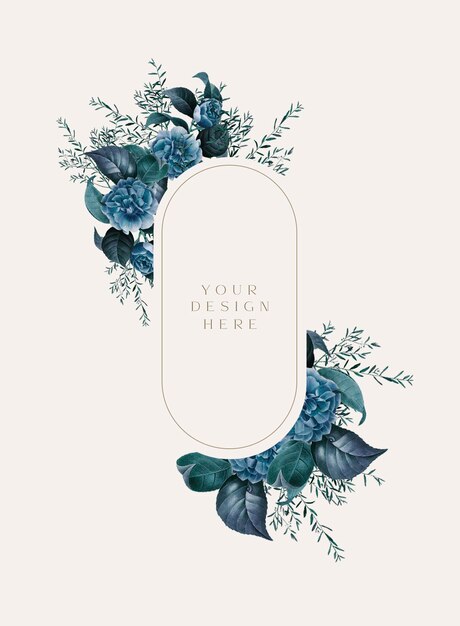 Blue tropical frame leaves wedding bouquet isolated