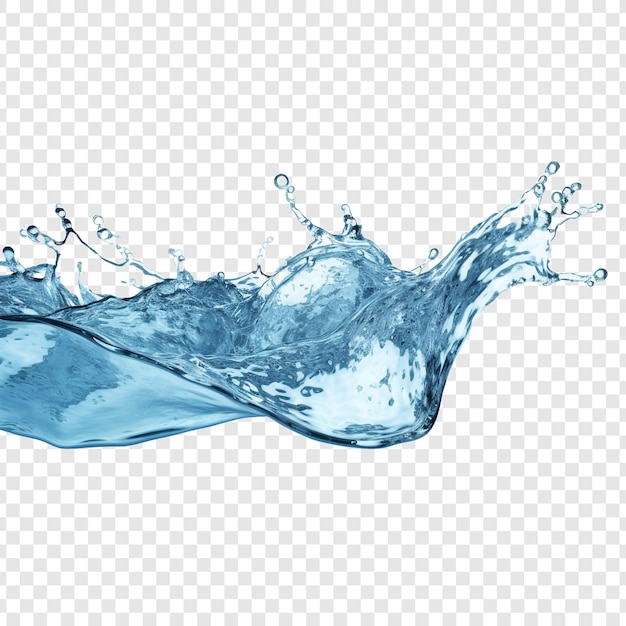 Бесплатный PSD Голубая вода брызгает одна на прозрачном фоне