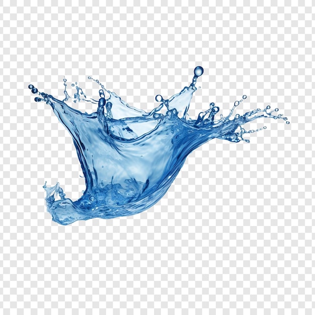 Free PSD blue water splashing alone isolated on transparent background