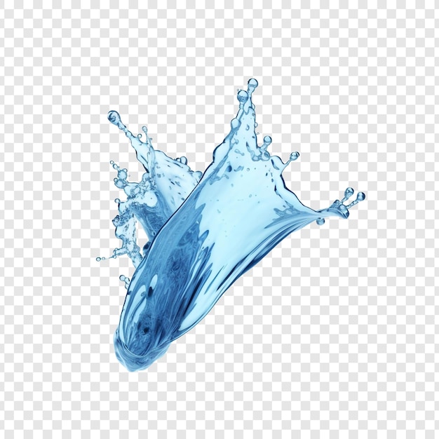 Free PSD blue water splashing alone isolated on transparent background