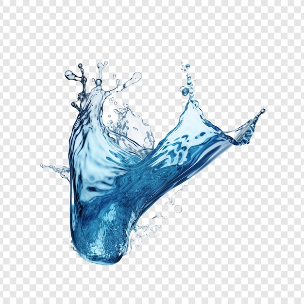 Free PSD blue water splashing alone isolated on transparent background