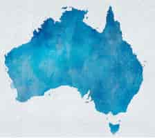 Free PSD blue watercolor map of australia