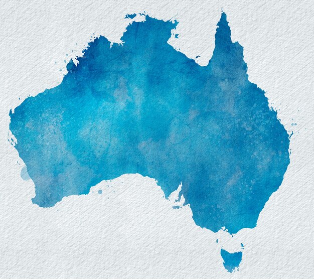 호주의 블루 수채화 지도