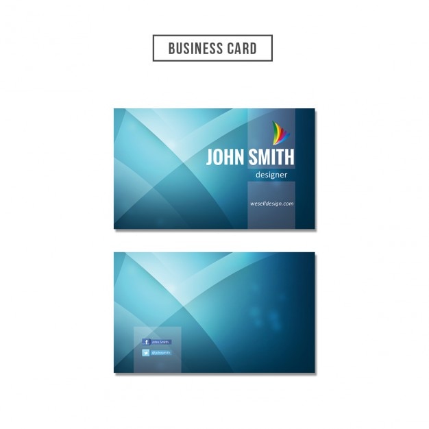 Free PSD blue wavy business card
