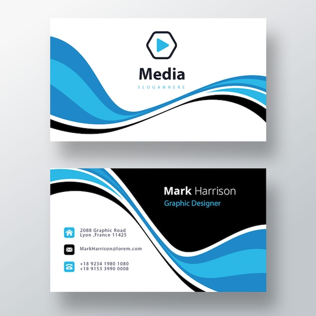 Free PSD blue wavy psd creative visit cards with color variation