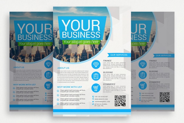 Blue and White Business Brochure Free PSD Download