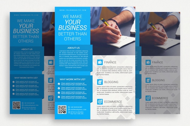 Free PSD blue and white business brochure