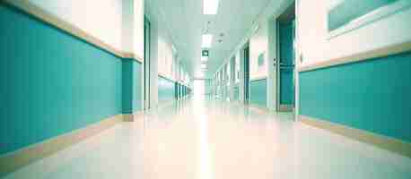 Free PSD blur image background of corridor in hospital or clinic image generative ai