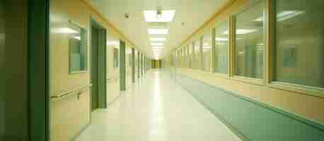 Free PSD blur image background of corridor in hospital or clinic image generative ai