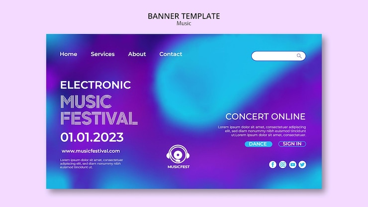 Free PSD blurry music festival landing page template