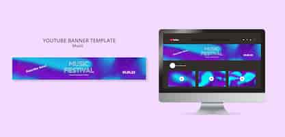 Free PSD blurry music festival youtube banner template