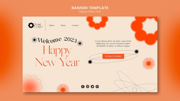 Free PSD blurry new year 2023 banner template