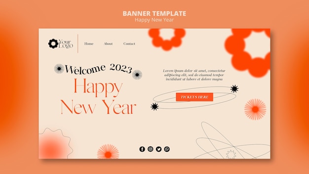 無料PSD ぼやけた新年 2023 バナー テンプレート