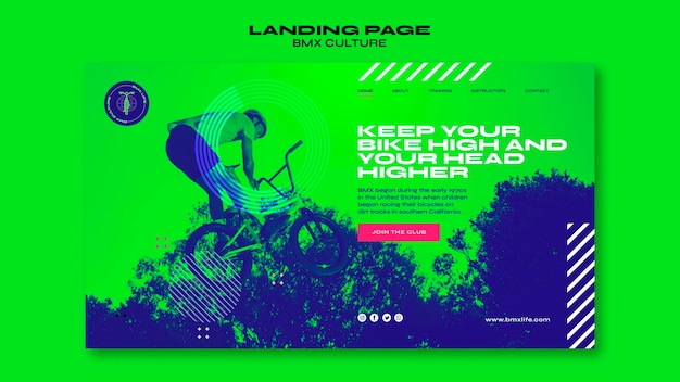 Free PSD bmx culture concept landing page template