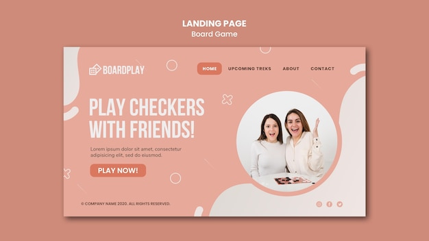Board game concept landing page template