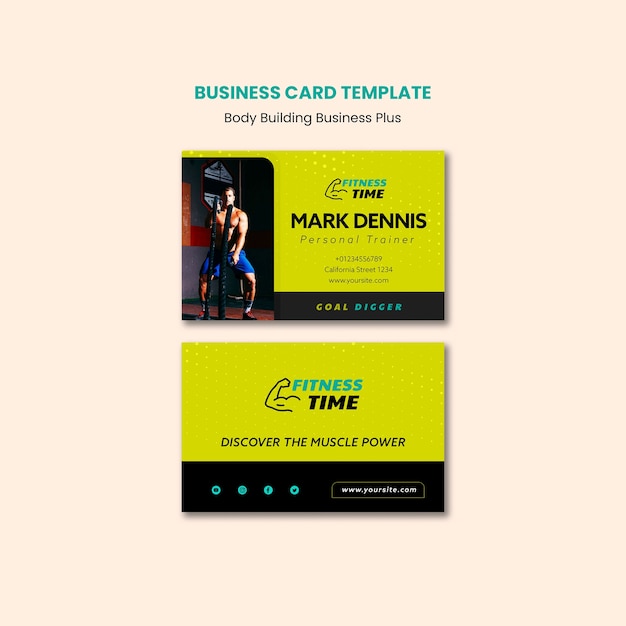 Free PSD body building business card template