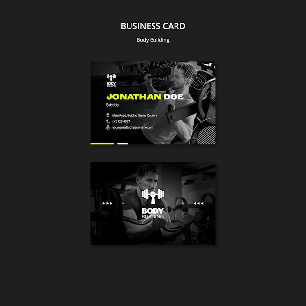Free PSD body building business card template